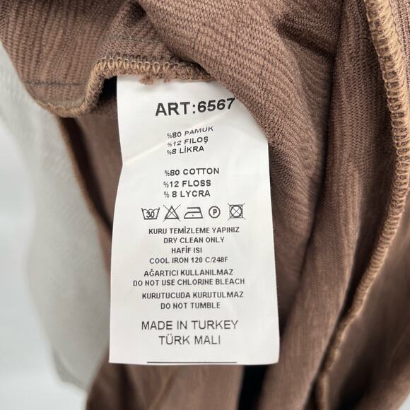 Brown Textured Top Short Sleeve Blouse Floral Swirl 3D Stretchy Corpcore Size 38 - Picture 7 of 7